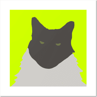 Abstract Cat on Yellow Posters and Art